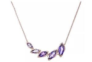 Affinity Gems Marquise Cut Graduated Semi -Bezel Necklace Amethyst